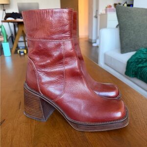 ASOS Brown Leather Heeled Boots